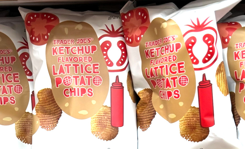 2 Pack Trader Joe’s Ketchup Flavored Lattice Potato Chips 7 oz Each Regular Size