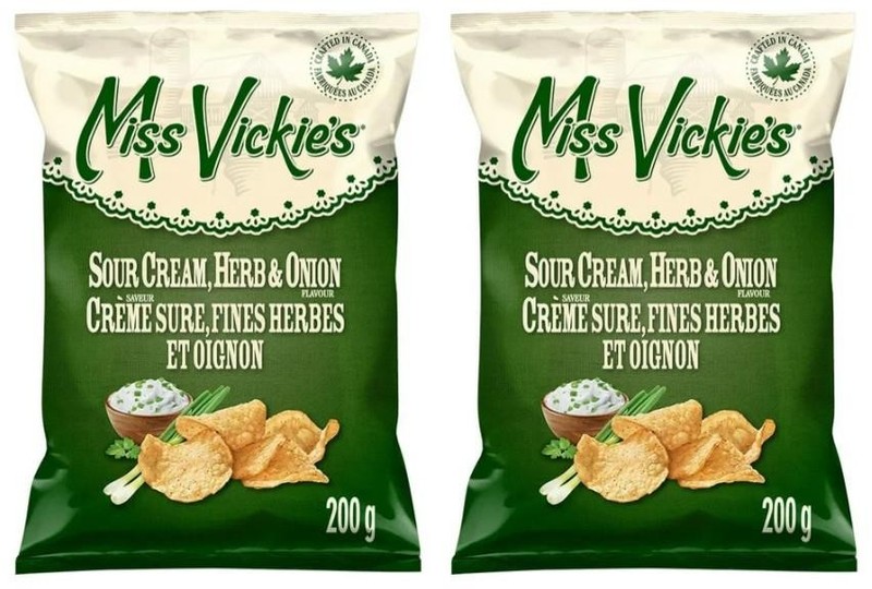 Miss Vickie's Sour Cream, Herb & Onion Kettle Cooked Potato Chips, 200g (2 Pack)