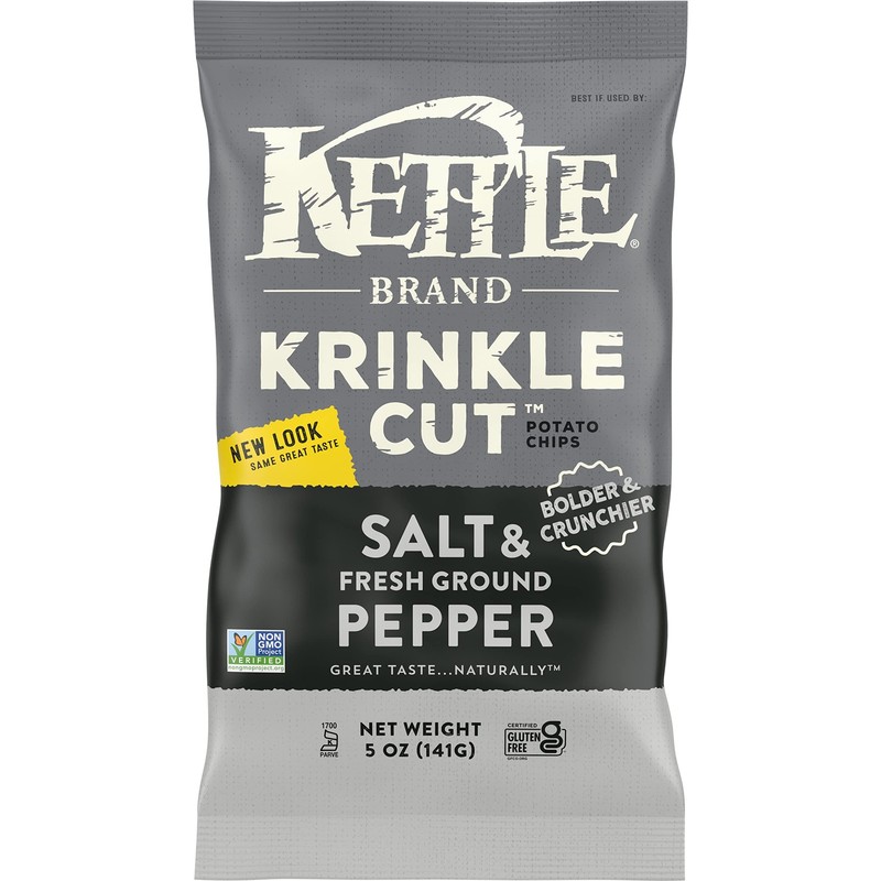 Kettle Foods Potato Chips Krinkle Salt & Fresh Ground Pepper, 5 Oz