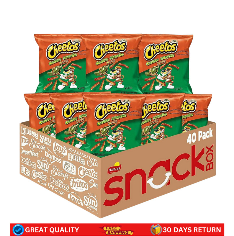 Cheetos Cheese Flavored Snacks, Cheddar Jalapeno Crunchy 1 Ounce (Pack of 40)