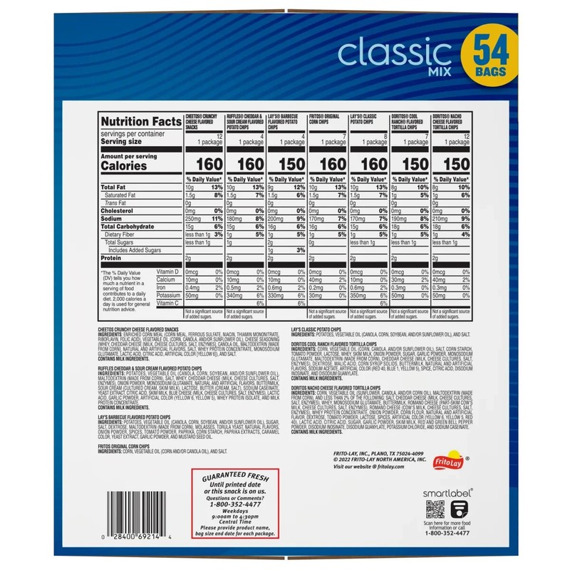 Frito Lay Classic Mix, 1 oz, Variety Pack, 54-count gallery
