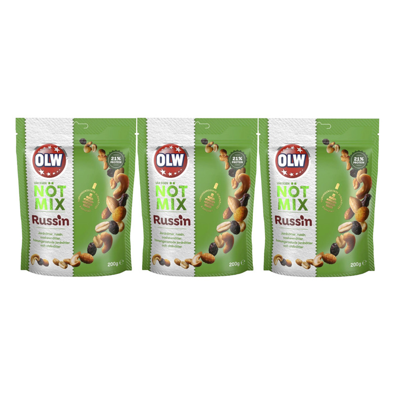 3 x OLW Nut Mix Raisins 200g | Sweet, Salty & Spicy Snack with Crunchy Chili