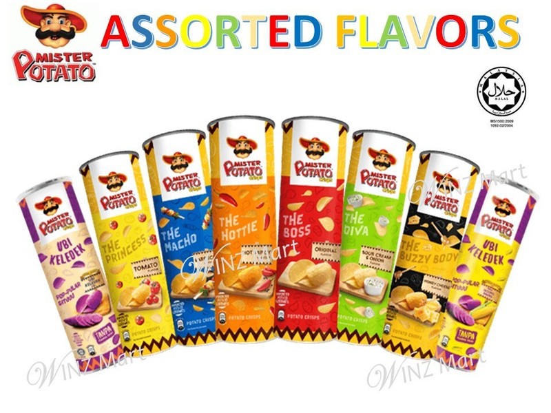 Cruchy Mister Potato Crisps Assorted All Flavors X 8 Tube