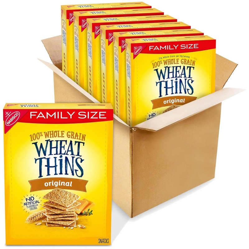 Family Size Whole Grain Wheat Crackers, 6 Pack of 14 Oz Boxes – Cholesterol Free