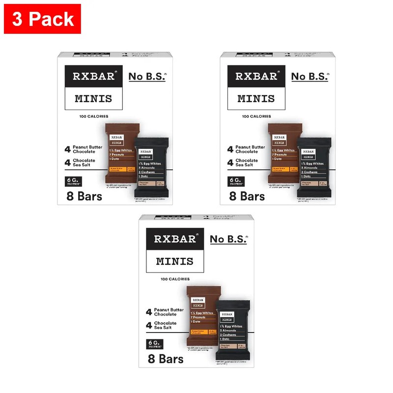 Rxbar Minis Protein Bars, Protein Snack, 7.3Oz Box (8 Bars) - 3 Pack
