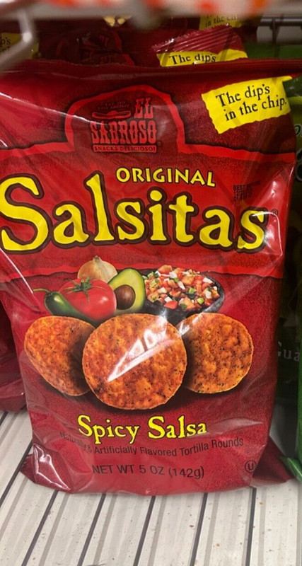2 BAGS ORIGINAL EL SABROSO SPICY SALSA SALSITAS TORTILLA CHIPS