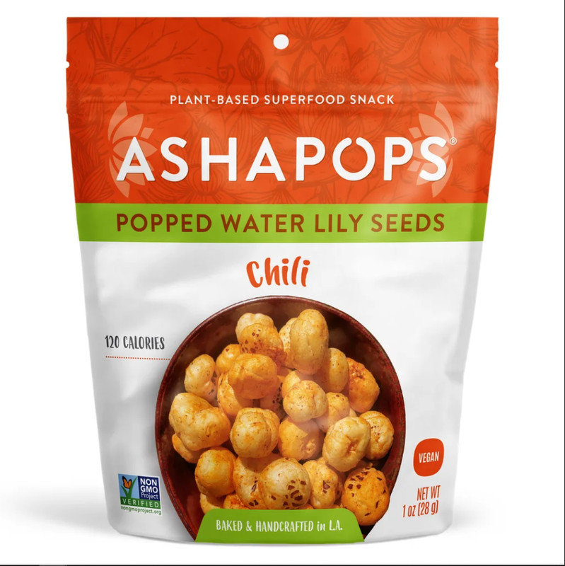 AshaPops Gluten Free Vegan Chili-Lime Popped Water Lily Seed Snack Pack 6