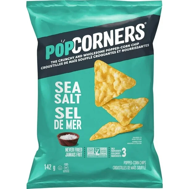 3 Bags of PopCorners Sea Salt Flavored Popped-Corn Chips, 142 g Each