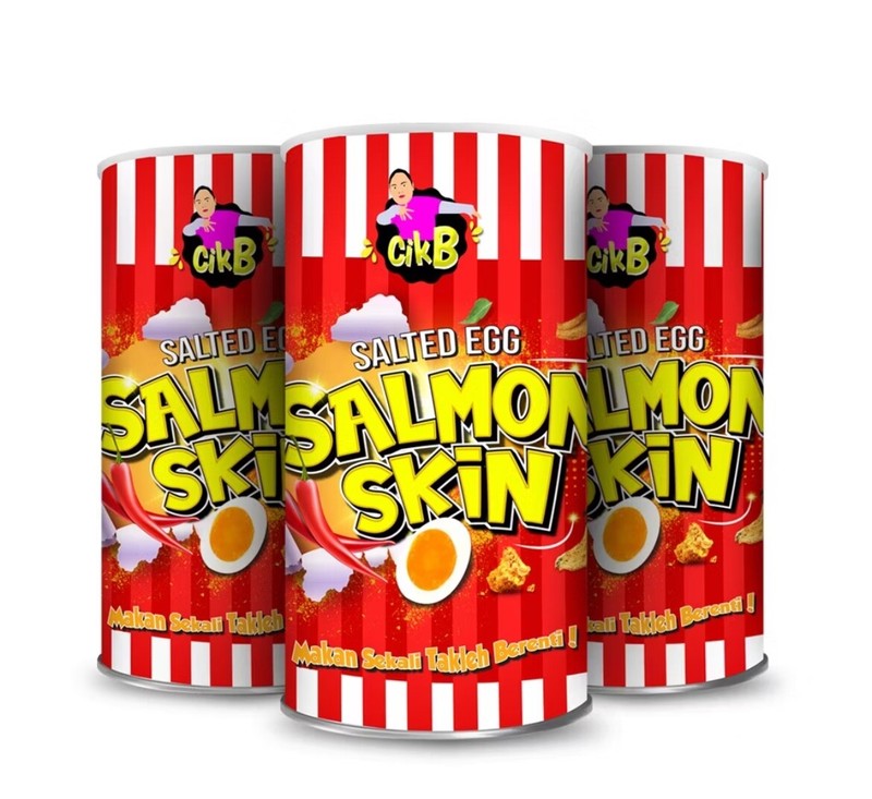 Halal Salted Egg Salmon Skin Chips | Crispy Gourmet Snack | 260gm X 3