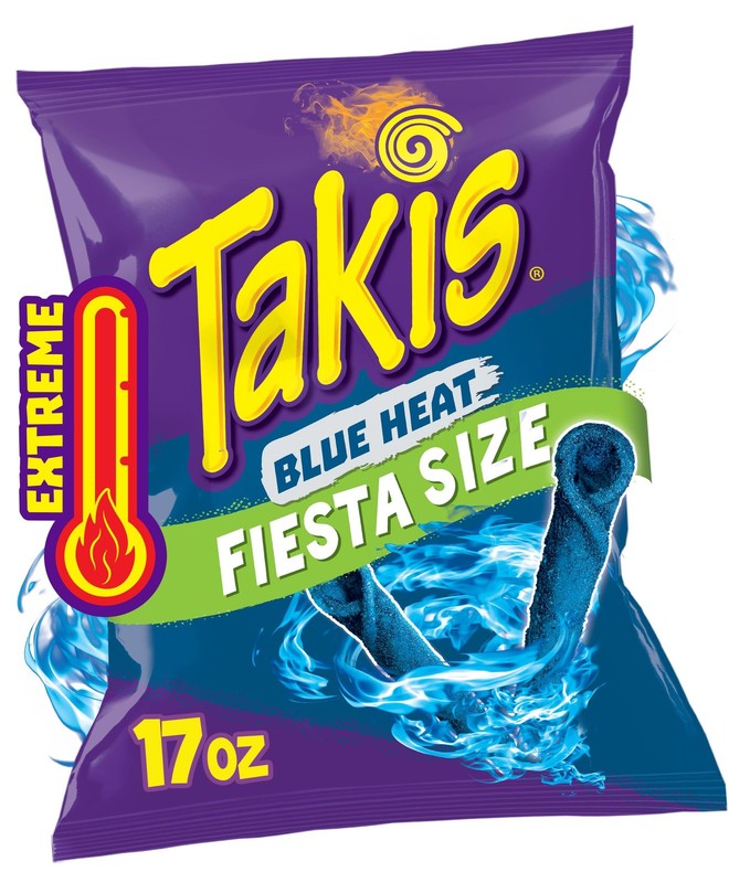 Takis Blue Heat 17 oz Fiesta Size Bag, Hot Chili Pepper 17 Ounce (Pack of 1)