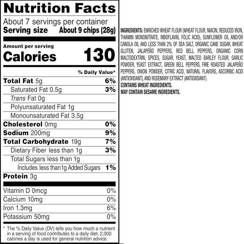 Fire Roasted Jalapeno Pita Chips, 7.33 oz gallery