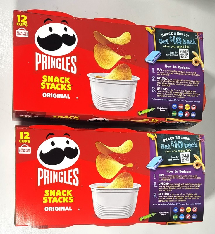Lot Of Two 12 Packs Pringles Snack Stacks Original Potato Chips, 24 Count Total