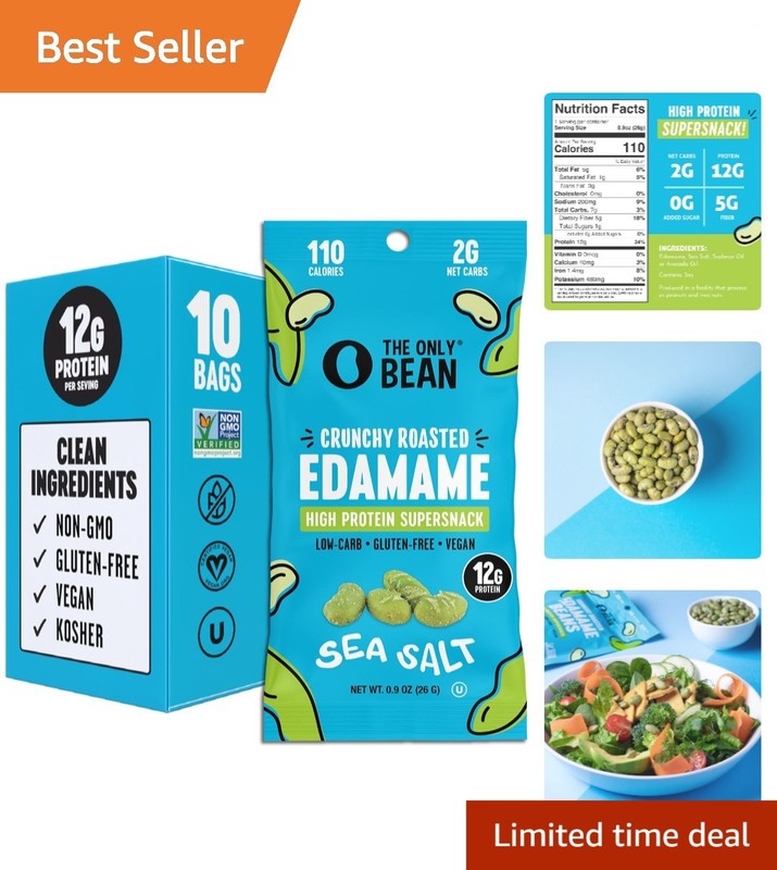Crunchy Sea Salt Edamame Snacks – 11g Protein, Keto-Friendly & (10 Pack)