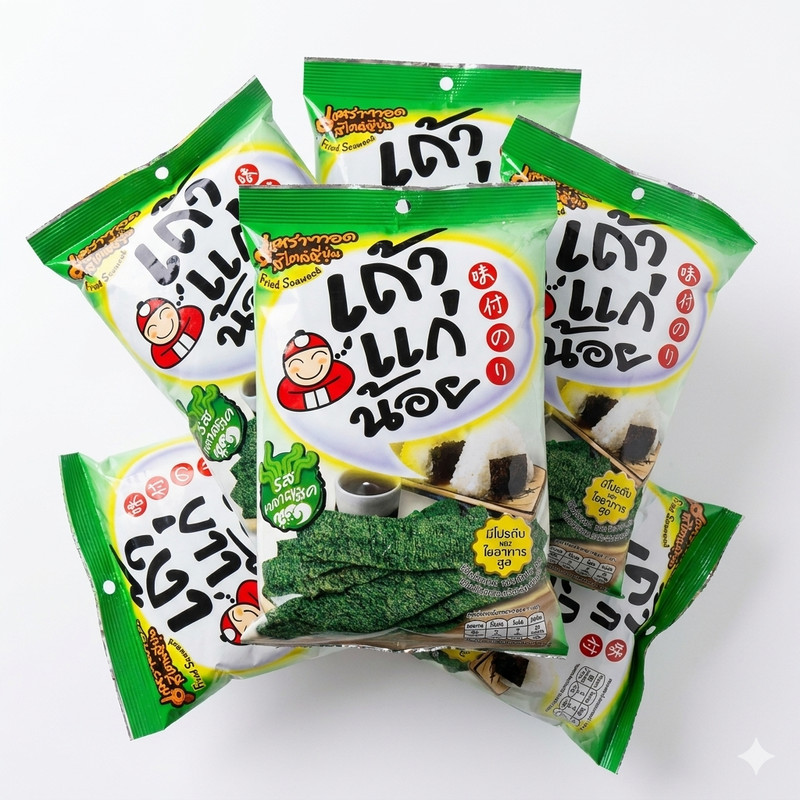 Tao Kae Noi Seaweed Crispy Vegan Halal Snack 6x10g pcs Classic and Cheese Flavor