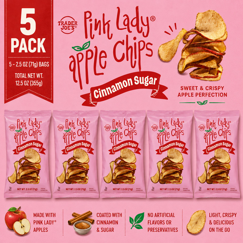 5 Pack-Trader Joe’s 2.5 oz. Pink Lady Cinnamon Sugar Apple Chips