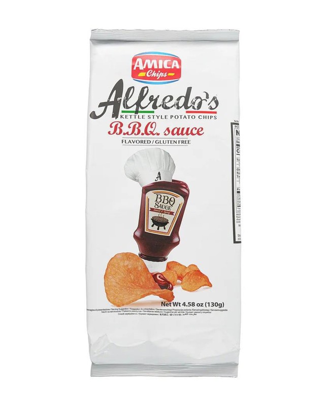 AMICA Alfredos BBQ Sauce Flavor Kettle Style Potato Chips 130g 4.5oz