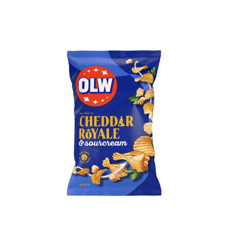 OLW Cheddar Royal & Sour Cream Chips – Bold Cheddar & Creamy Sour Cream,275g