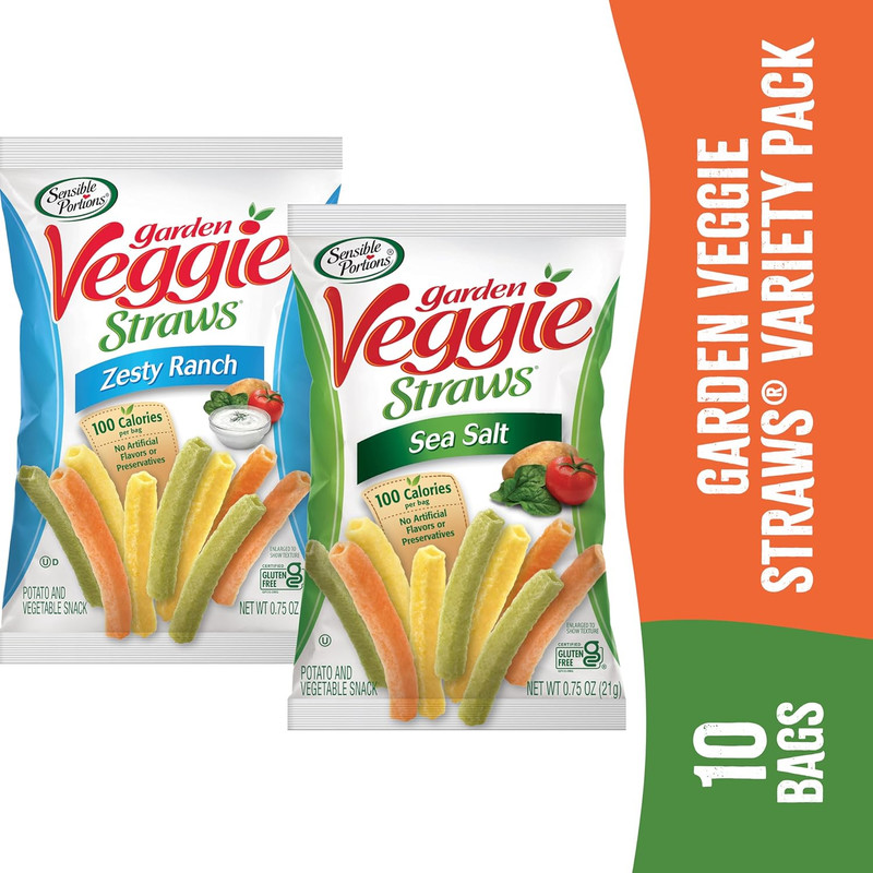 Sensible Portions Veggie Straws Multi-Pack, Sea Salt and Zesty Ranch Flavor, Glu gallery