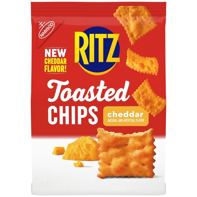 (3 pack) RITZ Toasted Chips Cheddar Crackers, Party Snacks, 8.1 oz gallery