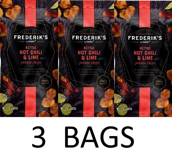 Frederik’s Hot Chili & Lime Kettle Snack Potato Chips 8 oz Bag – 3 BAGS
