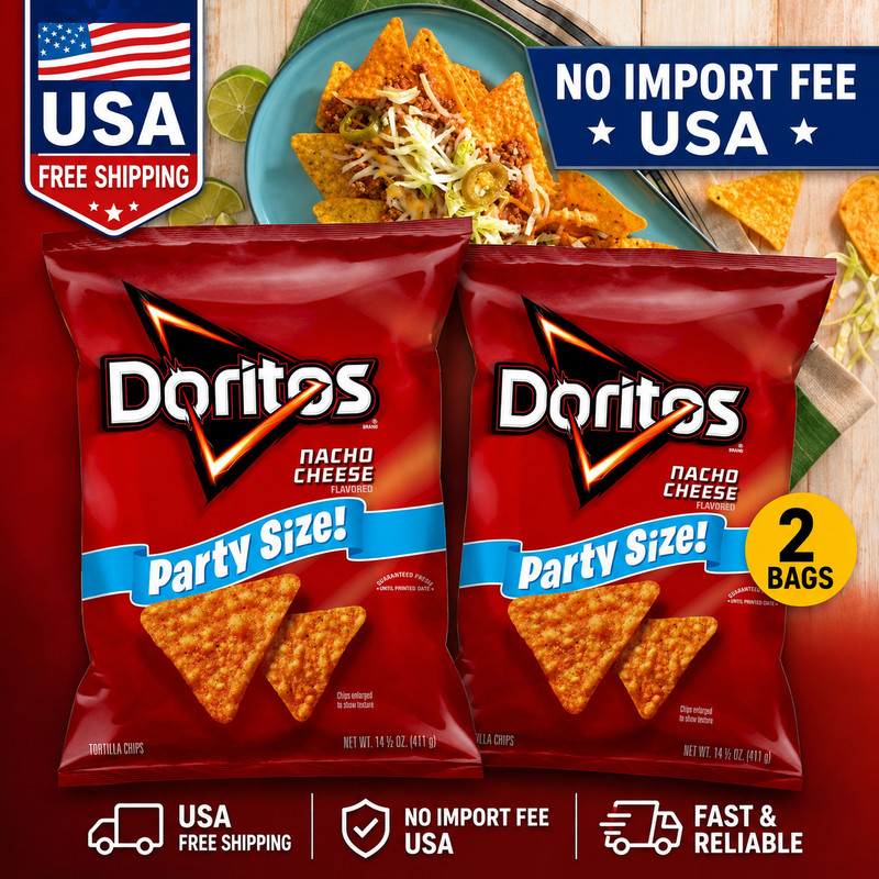 Doritos Nacho Cheese Tortilla Chips Party Size 14.5 OZ Bag….. 2 Pack