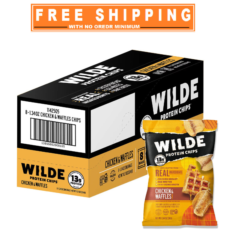 WILDE 13g Chicken & Waffles Protein Chips, 8 pk.
