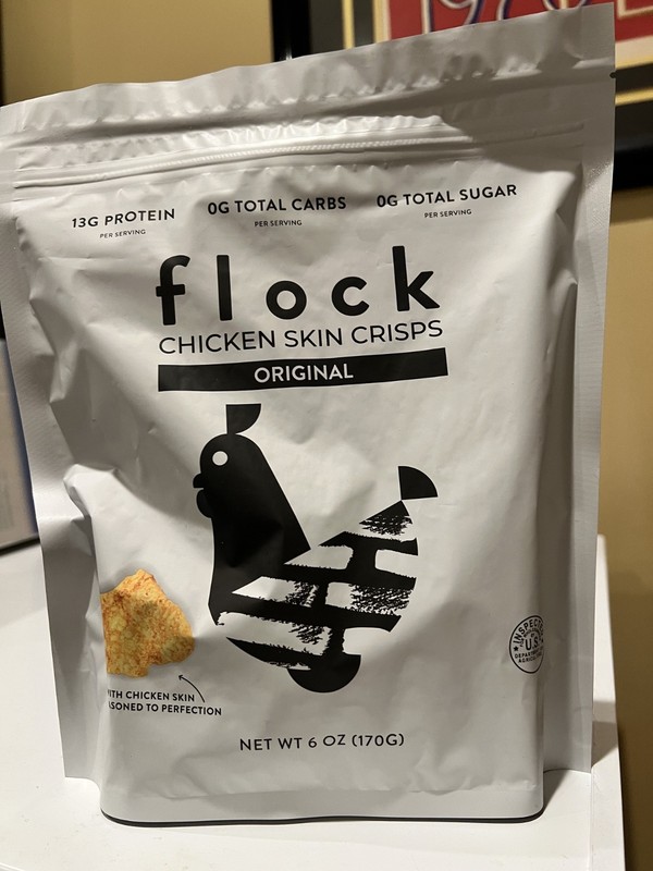Flock Keto Chicken Skin Chips – Original Flavor, Low Carb, High Protein 6 oz