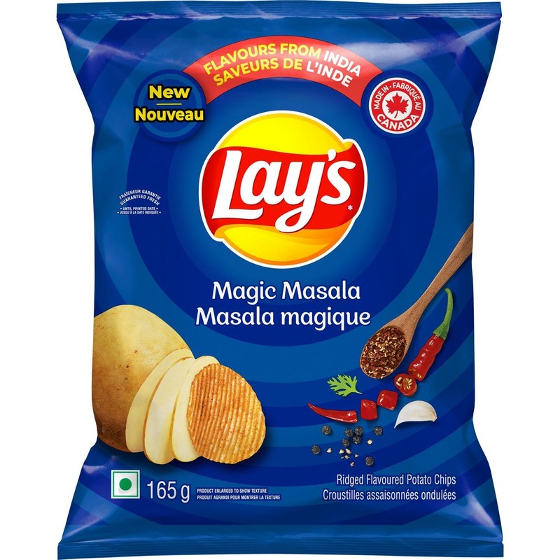 12 Bags of Lay’s Magic Masala Ridged Potato Chips 165g Each – Free Shipping