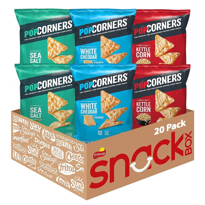 PopCorners Popped Corn Chips Variety Pack 20oz Sea Salt Kettle Corn Cheddar