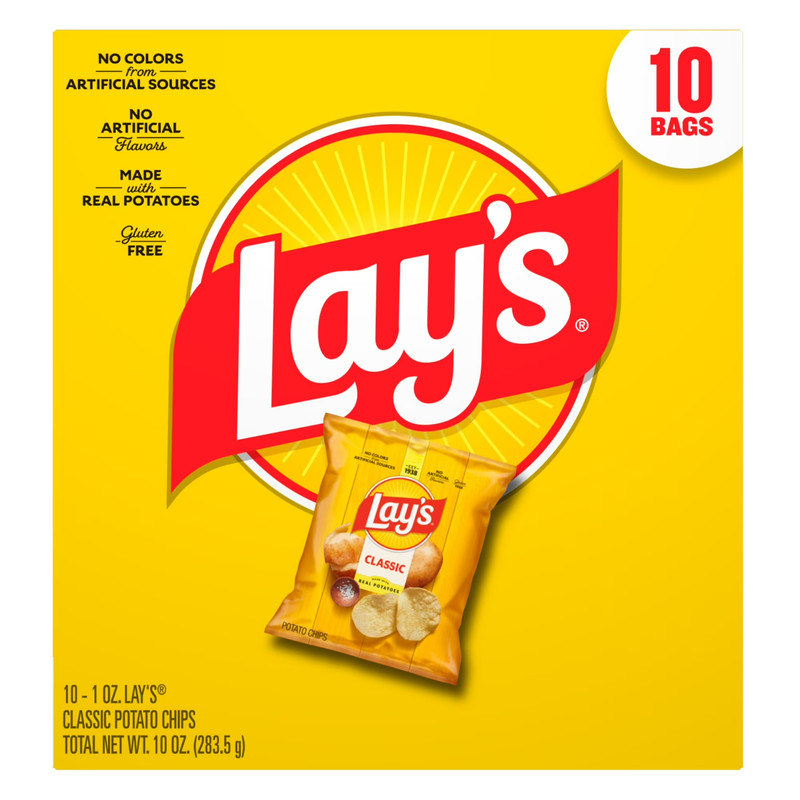 Lay's Classic Potato Snack Chips, 1 oz Bags, 10 Count Multipack gallery