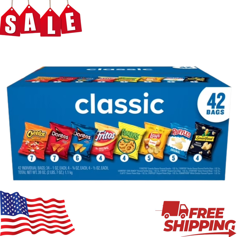 Frito-Lay Classic Mix Chips Variety Pack Mega Size 42 Count 1 oz Snacks