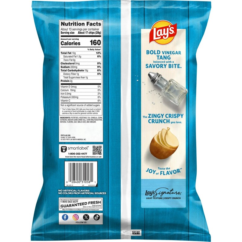 Lay's Salt & Vinegar Potato Snack Chips,Party Size, 12.5 oz Bag gallery