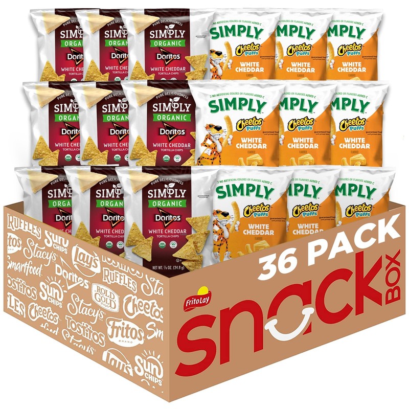 Snack Chips Variety Pack 36 Count 0.875 oz Single Serve No Artificial