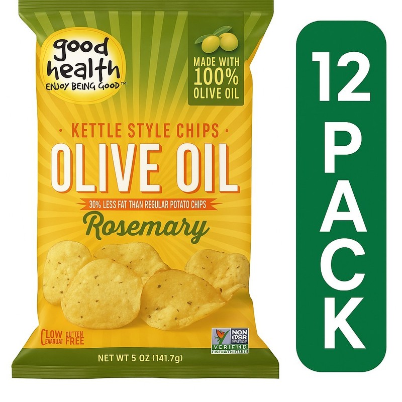 Good Health Kettle Chips – Olive Oil Rosemary – Case Of 12 – 5 Oz. BB 01/2026