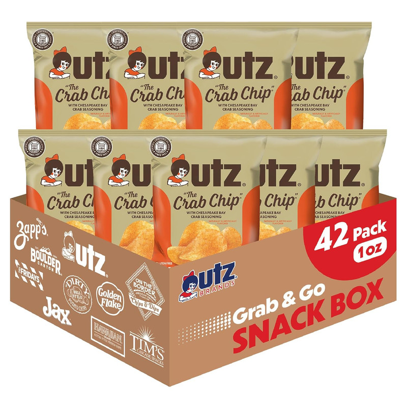 Utz Crab Chips 1 Oz. Bags, 42 Count, Crispy Fresh Potato Chips, Perfect for Vend