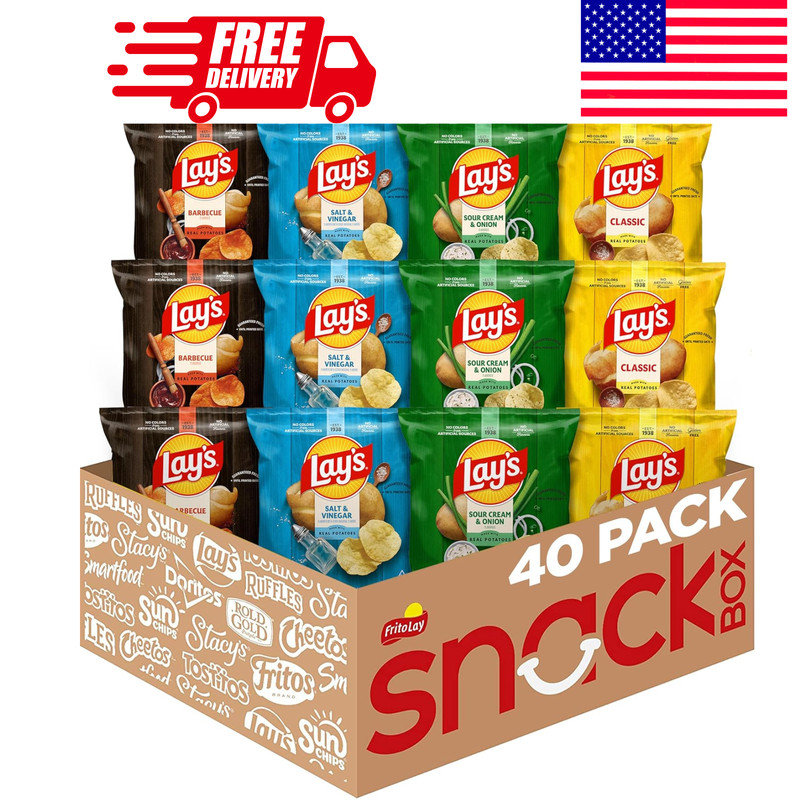 Lay’s Potato Chips, 4 Flavor Variety Pack, 1 oz Single Serve Bags, (40 Pack)