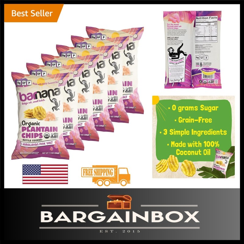 Paleo-Friendly Organic Plantain Chips: Healthy Snack with Himalayan Salt - 2 oz