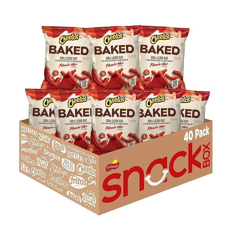 New Cheetos Baked Crunchy Flamin’ Hot Flavored Puffed Snack Chips, 1 oz Bags