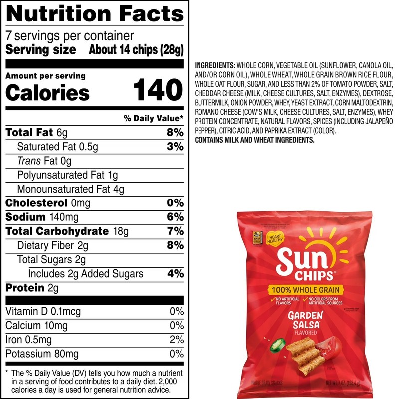 SunChips Garden Salsa Whole Grain Chips 7 oz Pack of 2 & 3 Healthy Snack Bags gallery