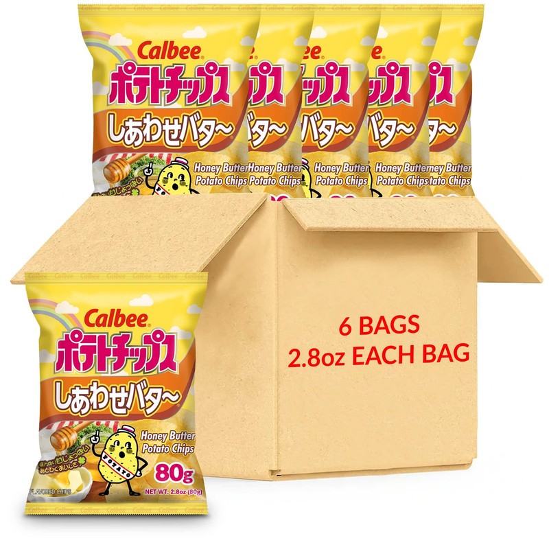 (Pack of 18) Calbee Potato Chips Honey Butter Flavor Natural Snacks 2.8 Oz