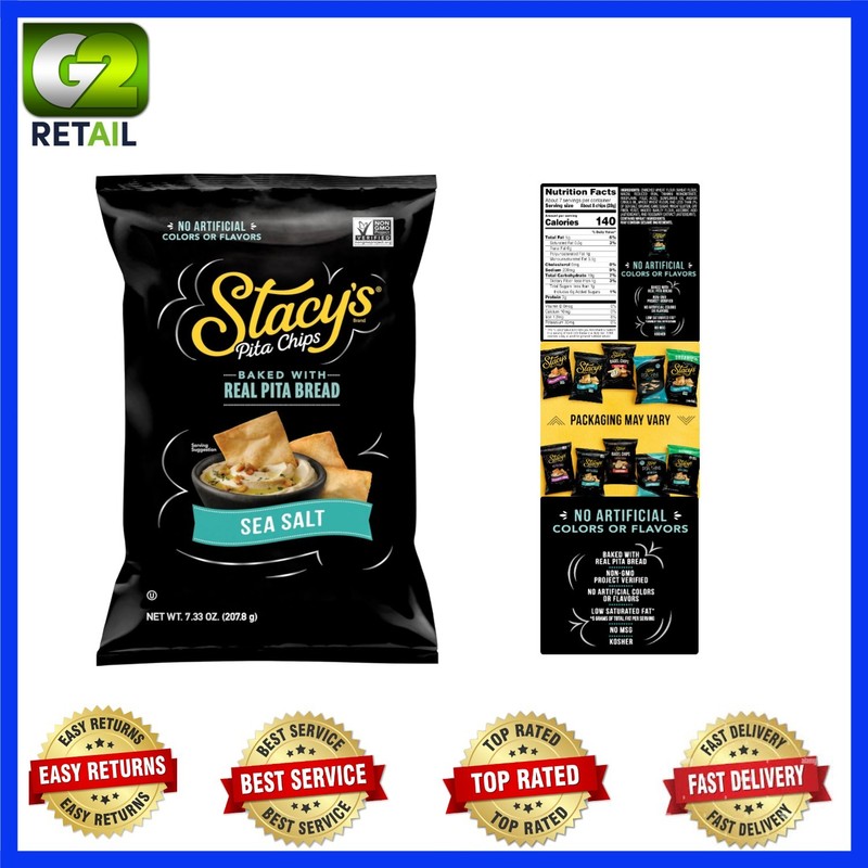 7.33 Oz Stacy’s Pita Chips – Crunchy Sea Salt, Perfect for Dips and Gatherings