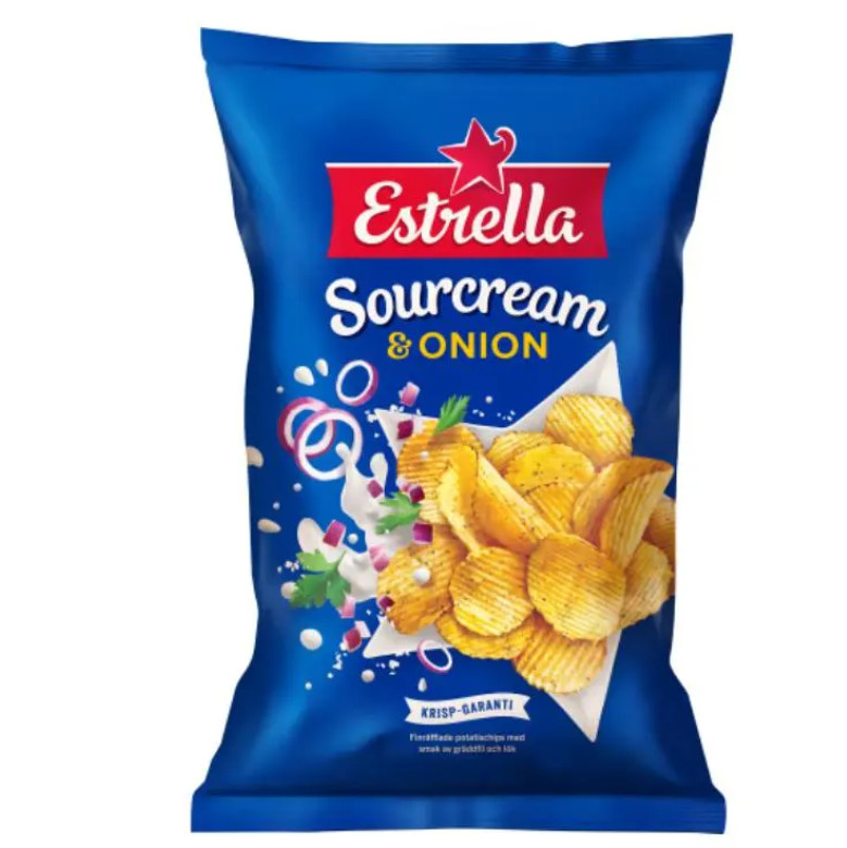 Estrella Chips Sourcream & onion chips Swedish classic 275g