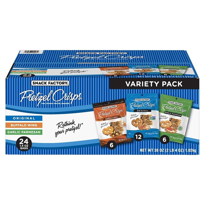 Snack Factory Pretzel 🥨 Crisps Variety Pack, Individual Snack Packs-24 Ct FRESH