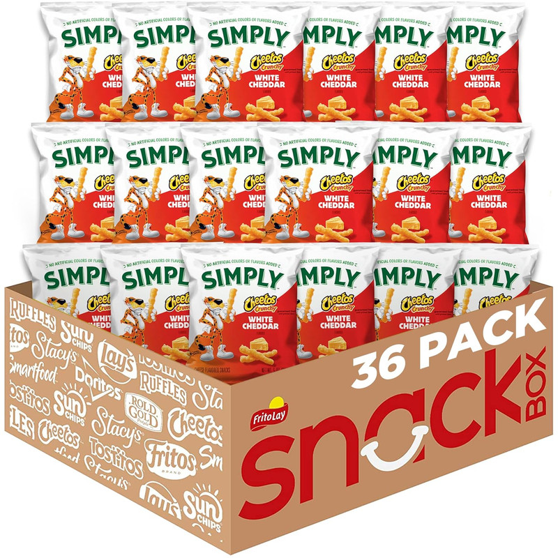 Simply Cheetos Crunchy White Cheddar Snack Box, 0.87 Ounce, Pack of 36