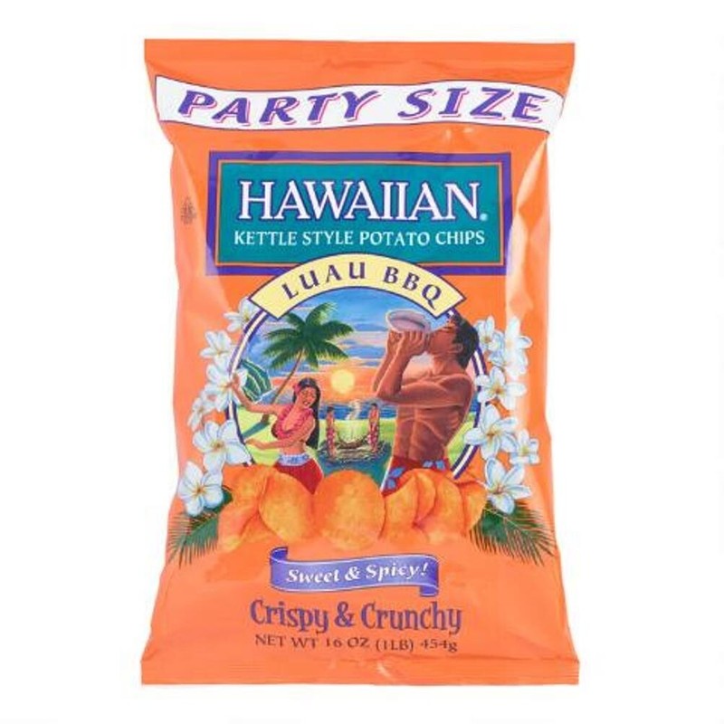 Hawaiian, Kettle Style Potato Chips Luau BBQ Sweet & Spicy Party Size (1 Bags)