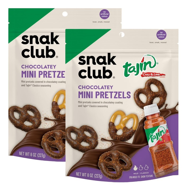 Snak Club Tajin Chocolatey Mini Pretzels Chili Lime Seasoned 8 Oz 2 Pk Mild AUG