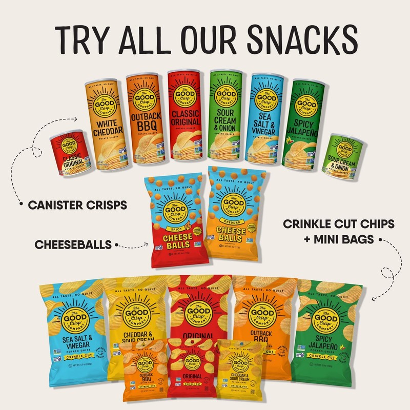 The Good Crisp Company Variety Pack GlutenFree Potato Chips, 5.6 Oz Cans Pack... gallery