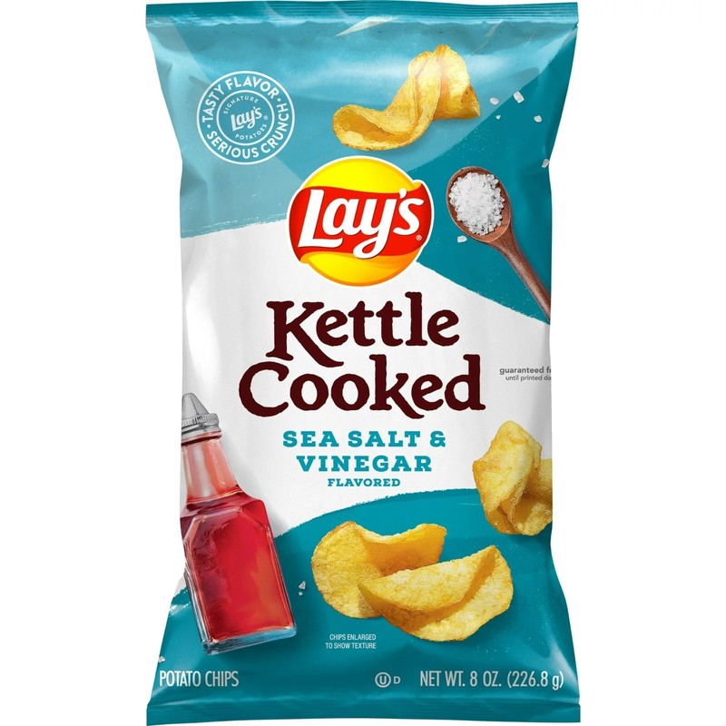 Lay's Kettle Cooked SEA SALT & VINEGAR Potato Chips Tangy, 8 Oz. (2 Bags) gallery