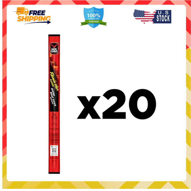 Frito Lay Jack Link’s Flamin Hot Meat Sticks Pack of 20 Beef Jerky Protein Snack gallery