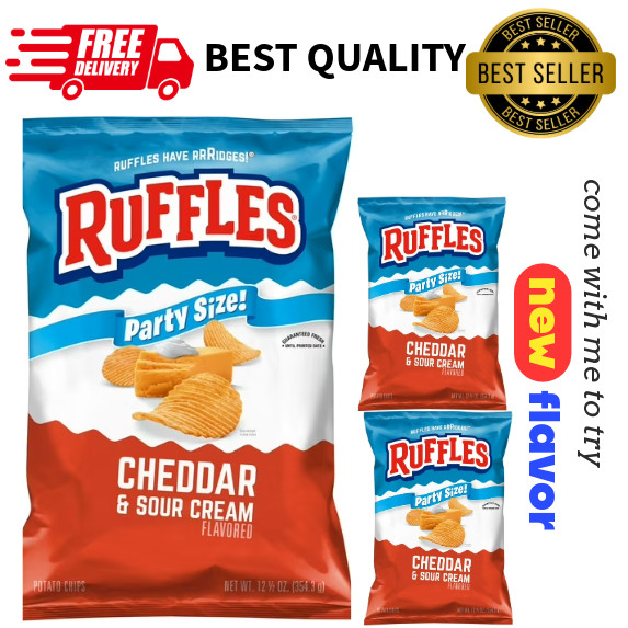 Ruffles Cheddar & Sour Cream Potato Chips Party Size 12.5 oz Bag